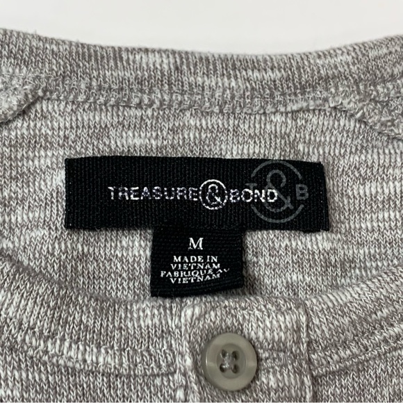 Treasure & Bond Double Knit Henley in Heather Grey - Picture 7 of 9